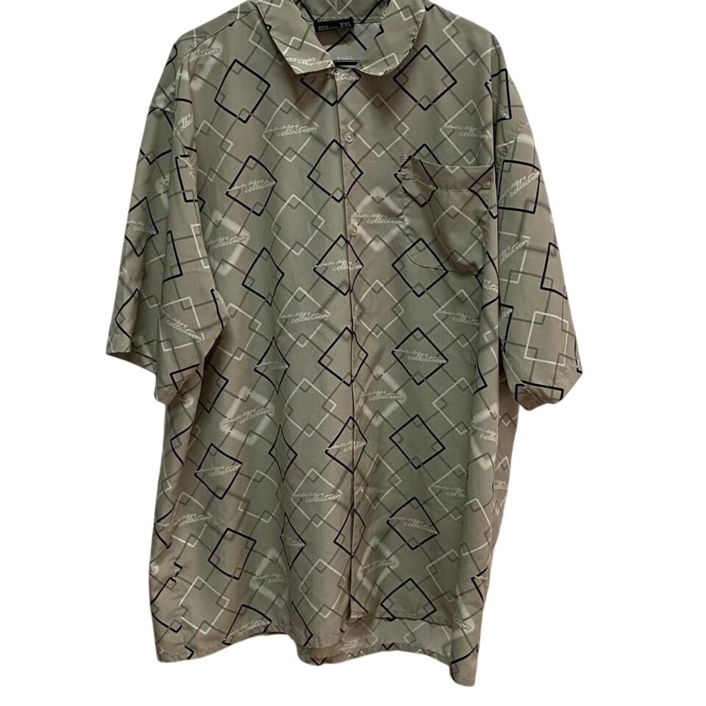 South Pole‎ Button Up Shirt Geometric Print Short Sleeve Casual XXL